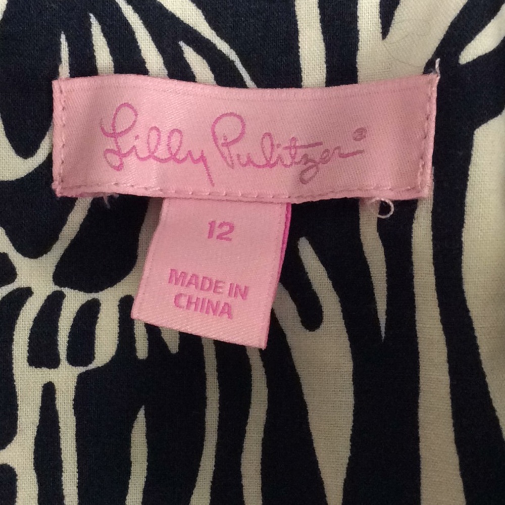 Lilly Pulitzer Navy/White Animal Print Girls Dress - Picture 7 of 10